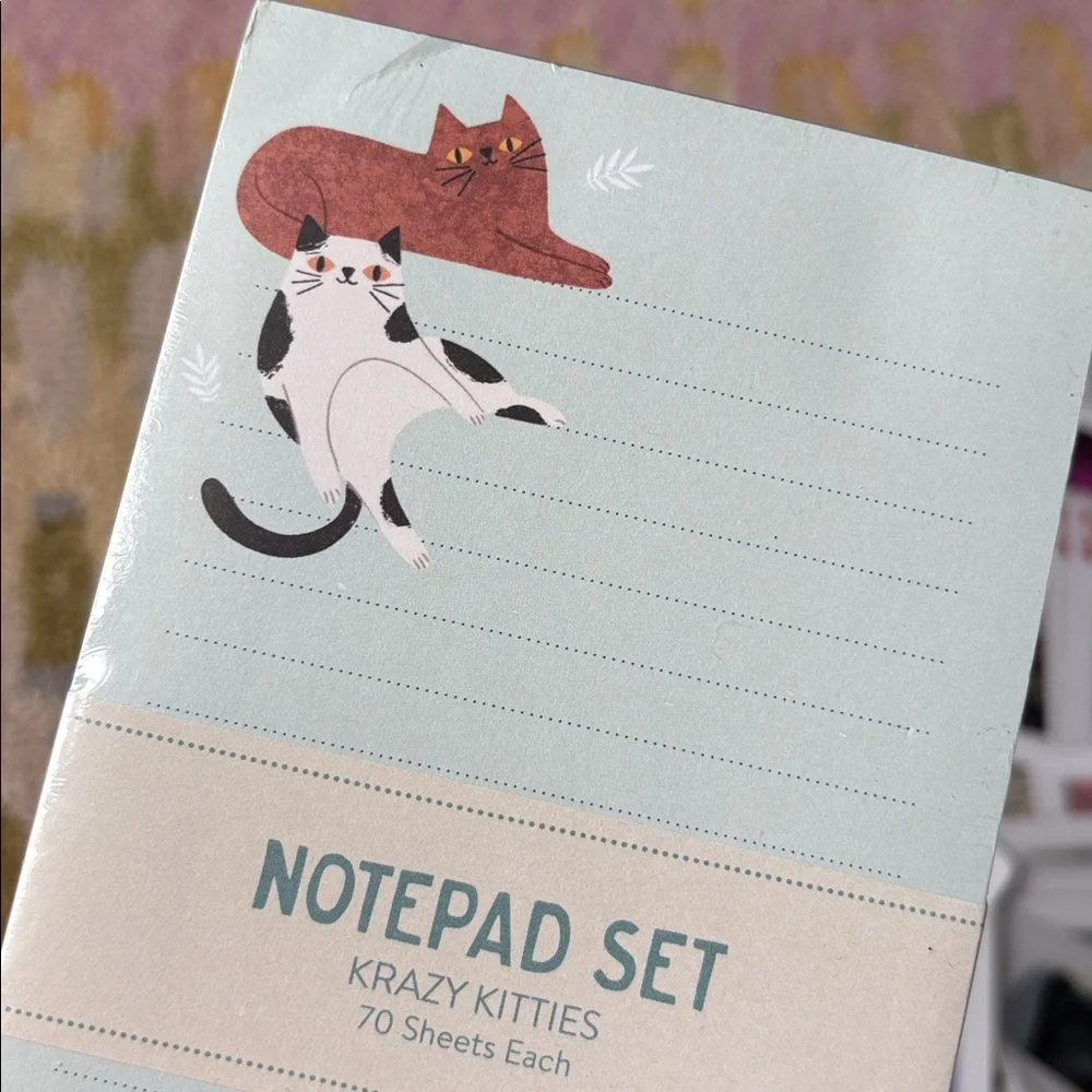 OCS Designs Krazy Kitties Notepad Set NWT 140 lined sheets + 3D Cat Card Deck
